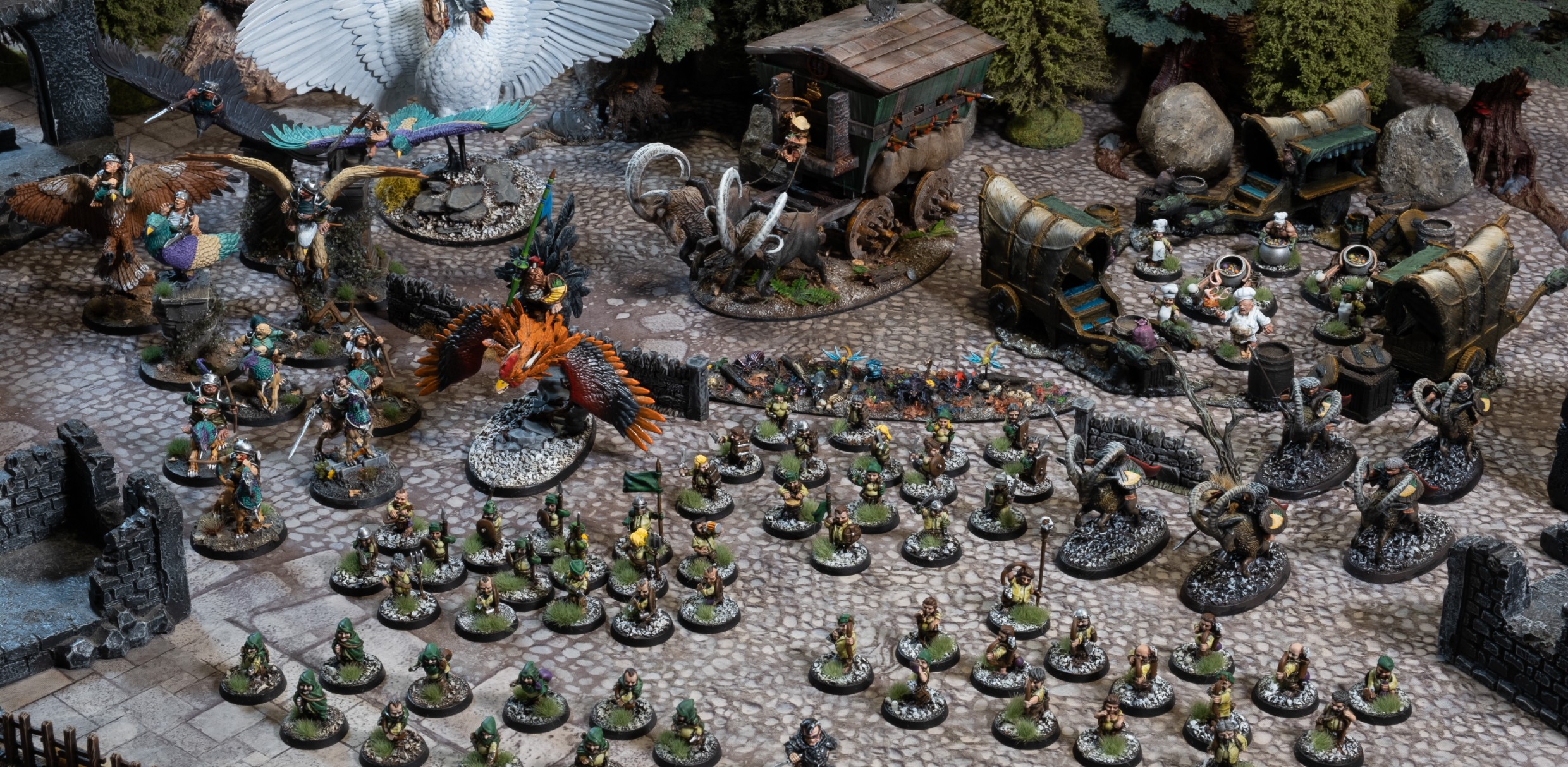 The Gnomad Feastmasters army arrayed on the cobbles