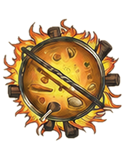 Blazed Trail emblem — a flaming cauldron