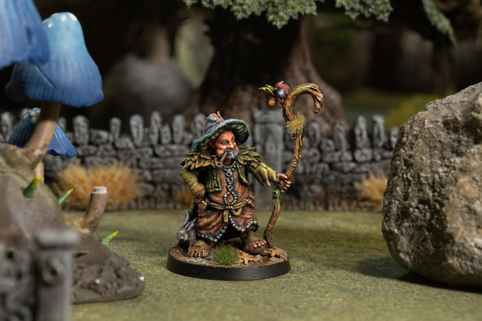 A Boscage Hermit at his grove, staff in hand