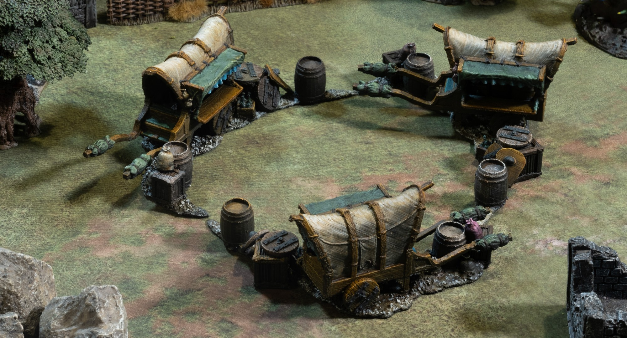 A Gastrognome Encampment, wagons drawn into a protective ring