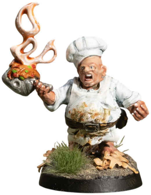 A Head Chef brandishes a steaming pot