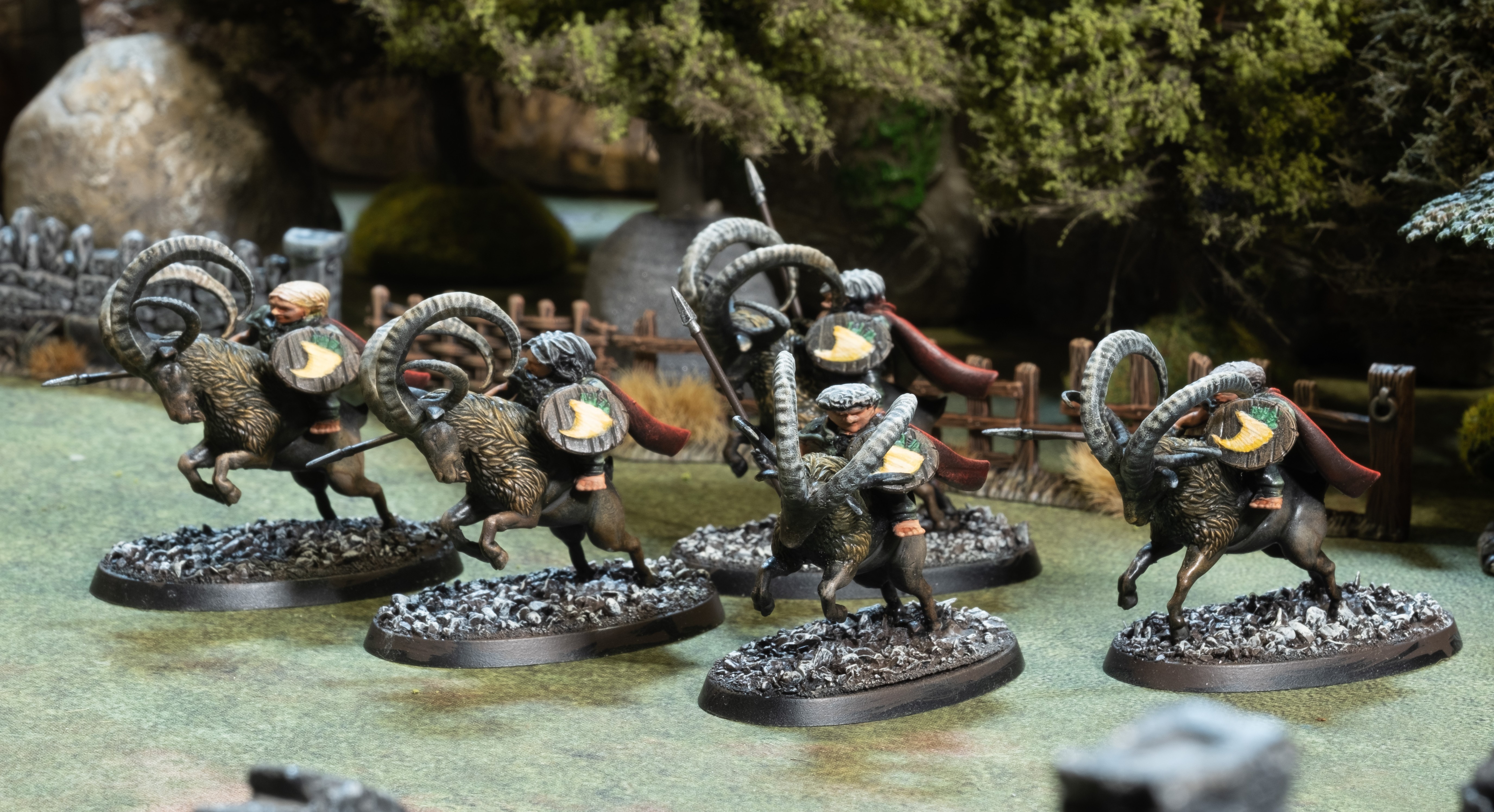 Trencher Proudfeet charge upon their Crag Ibexes